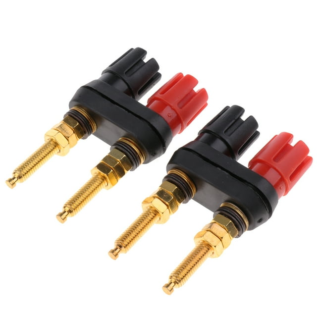 Bocinas de Plástico Soledad Paquete de 2 Negro y Rojo Conector banana dual