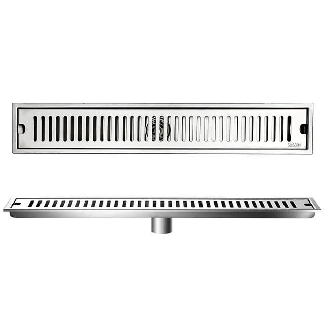 Desagüe de piso con sello de agua rectangular para ducha, baño, ducha, fila lateral, de acero inoxidable