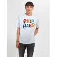 thumbnail image 1 of Graphic playera para hombreMen's Graphic T-Shirt "Drip Too Hard" Lettering, Colorful Print Casual Crew Neck Tee, Polyester Knit Fabric, Regular Fit Summer Shirt with Slight Stretch Tee For Adult, Me, 1 of 7