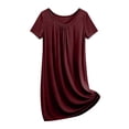 thumbnail image 6 of cocolona Nightgowns for Women Summer Crew Neck Short Sleeve Mini Dress Fashion Soft Lightweight Casual T-shirt Dress, 6 of 6