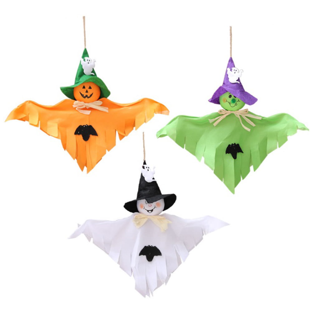 Pumpkin Ghost Straw Windsock Pendant for Patio Lawn Garden Party and Holiday Decorations By Rely2016 3PCS Halloween Decoration Hanging Ghost 