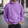 thumbnail image 2 of XIAOCHA Men's Solid Purple Print Hoodie Relaxed Fit Casual Fall Daily Long Sleeve Hooded Sweatshirts, 2 of 4