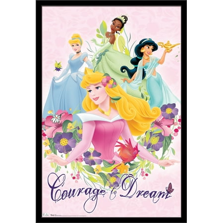 Disney Princess - Courage and Dream Wall Poster, 22.375" x 34", Framed
