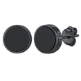 thumbnail image 1 of Pendientes de botón Silvora Onyx Negro Plata de ley 925 8MM para hombres y mujeres, 1 of 8