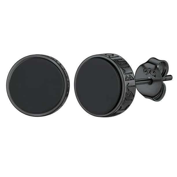 Pendientes de botón Silvora Onyx Negro Plata de ley 925 8MM para hombres y mujeres
