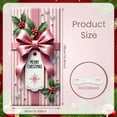 thumbnail image 2 of Pink Striped Merry Christmas Banner Satin Bow Christmas Display Holly Leaves Red Berries Holiday Backdrop for Christmas Party Indoor Celebration Xmas Gathering, 2 of 9