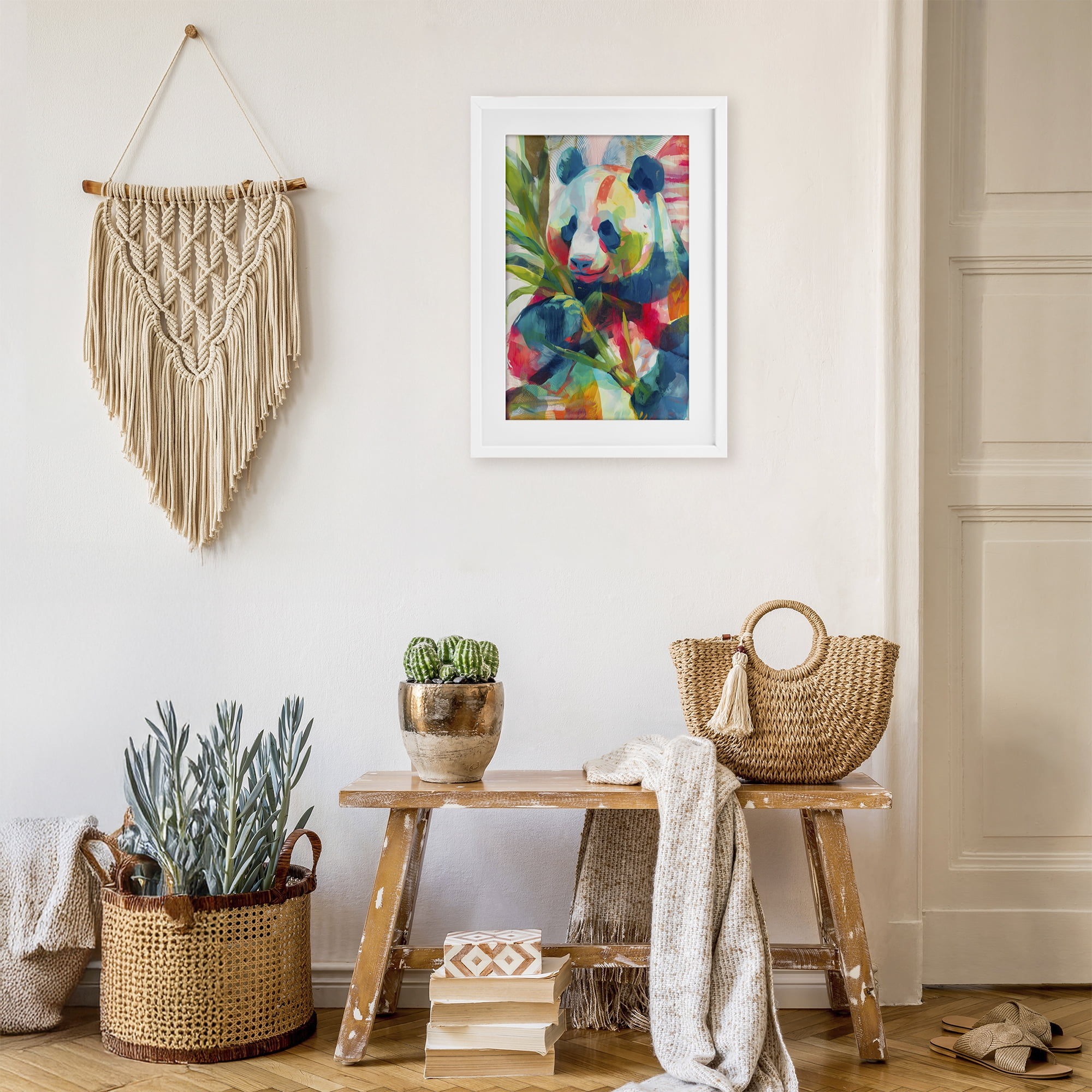Stupell Industries Expressive Panda In Bloom White Framed Print Under Glass, design by Chromatic Storm Studio