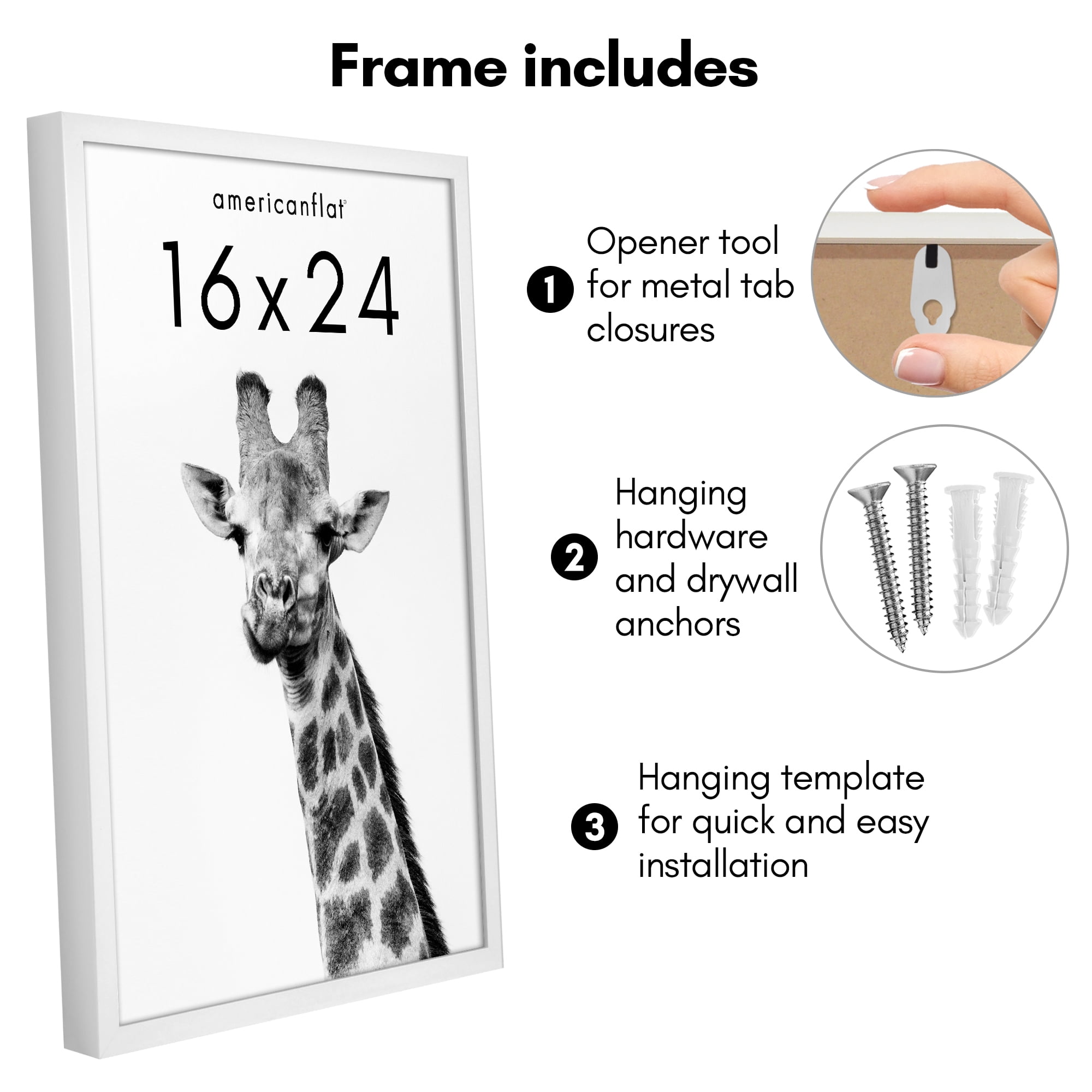 Americanflat 16x24 Poster Frame with Polished Plexiglass Soho Collection Gallery Style Deep Molding - White
