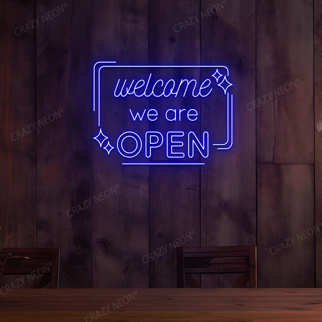 Welcome We are Open Sign (Purple, 42"(W)x31.5"(H))