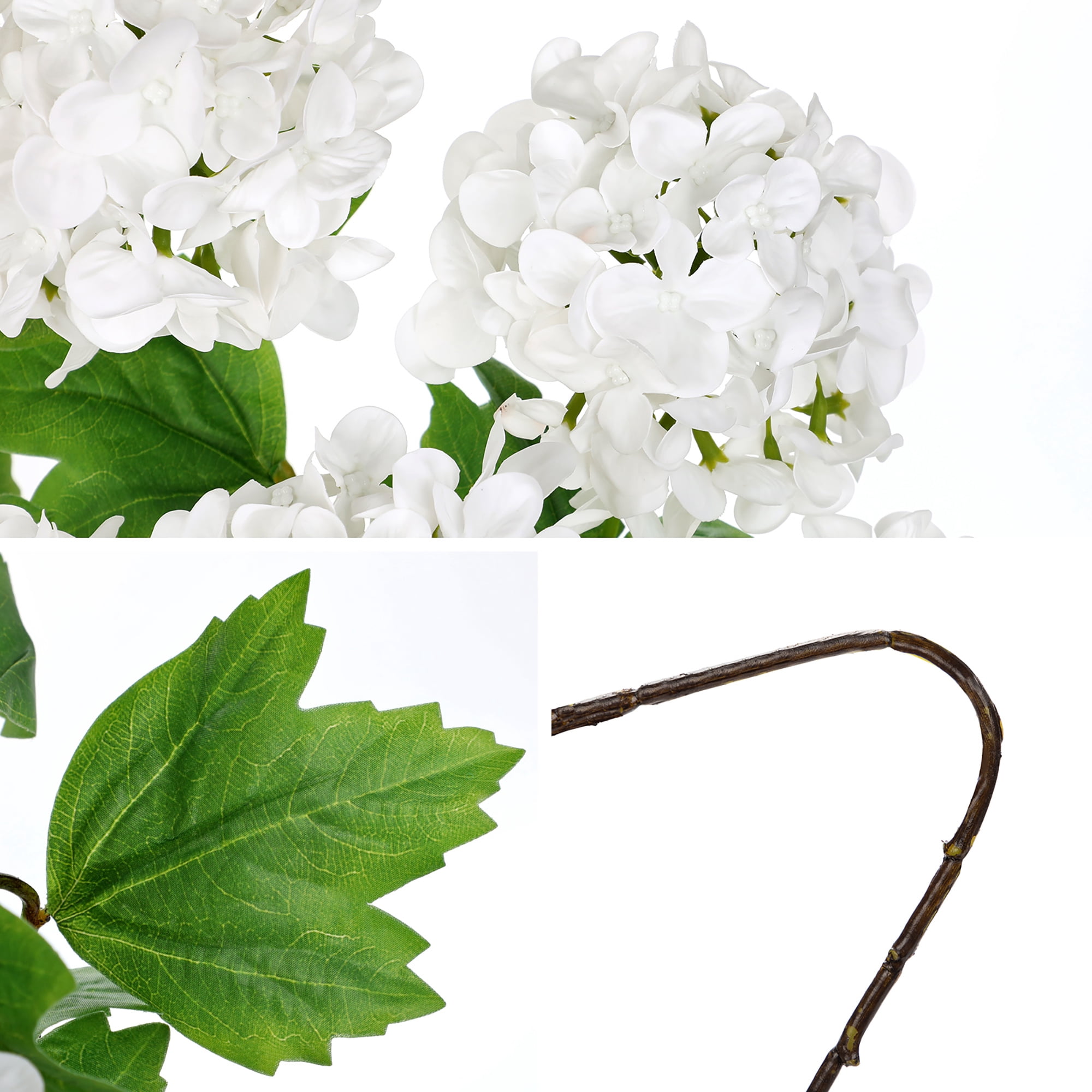 5 Pcs Artificial Hydrangea Flowers 19"Stem Artificial Flower White Faux Hydrangeas with 5 Flower Heads Real Touch Plant Fake Hydrangeas for Indoor Outdoor Decor Table Centerpieces