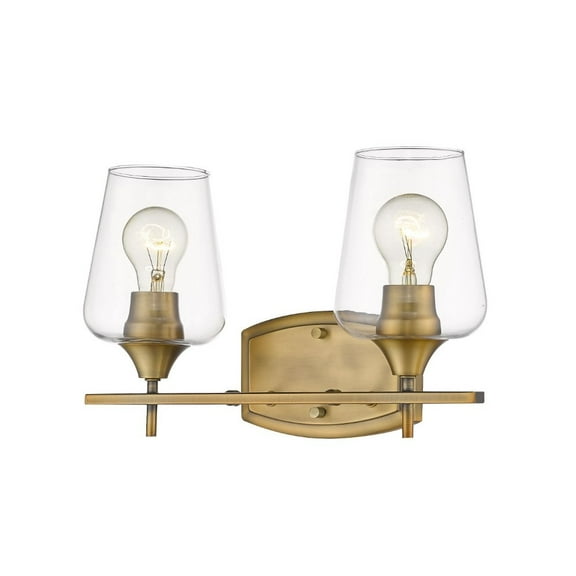 2 Light Shabby Chic Steel Wall Sconce with Clear Glass-9.5 inches H By 15 inches W-Olde Brass Finish Bailey Street Home 372-Bel-4314787