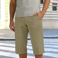thumbnail image 2 of WMTBSRSW Knee Length Bermuda Shorts for Men Button Pull on Shorts Casual High Waisted Straight Leg Shorts with Pockets Khaki Small, 2 of 7