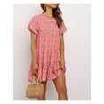 thumbnail image 4 of Floral Printed Womens Ruffles Boho Babydoll Loose Swing Casual Short Mini T-Shirt Dress, 4 of 6