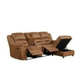 thumbnail image 3 of Miekor Furniture Contemporary Saddle Brown Leatherette 2pc Sectional Sofa Set Console Cup Holder Chaise Storage Recliners Adjustable Back Rest Living Room MK2702, 3 of 12