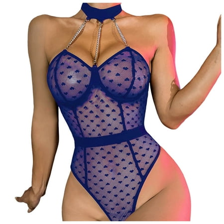 Yuhangmm Ladies Lingerie Sexy See Through Mesh Hollow Hanging Neck Lingerie Set plus Size Strapless Bra 46ddd