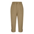 thumbnail image 5 of Cargo Capris for Women 2026 Summer Casual High Waisted Button Loose Travel Hiking Capri Cropped Pants with Pockets, 5 of 6