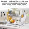 thumbnail image 3 of 2 Tier Dish Holder Rack for Kitchen, Dish Drying Rack Over Sink, Durable Stainless Steel Dish Drainer Set with Utensil Holder, Cutting Board Holder, White, 3 of 9