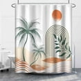 thumbnail image 2 of Mid Century Shower Curtain Set with Hooks Green Leaves Trees Shower Curtains for Bathroom Minimalist Beach Sun Fabric Waterproof Shower Curtain 84x72inches, 2 of 6