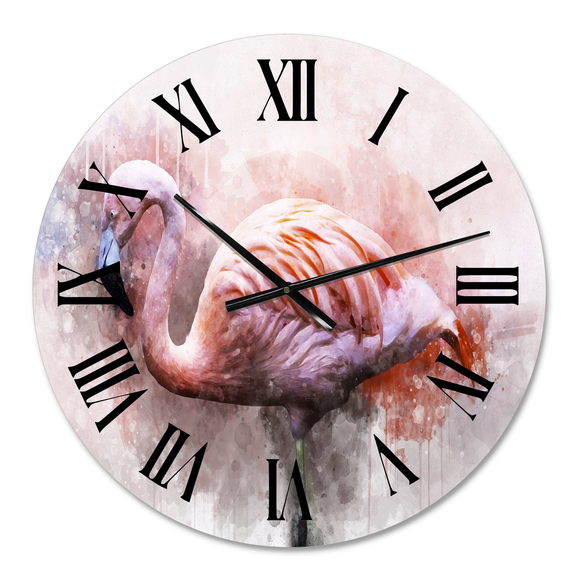 Designart 'Portrait Of Pink Flamingo V' Farmhouse Wall Clock