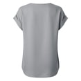 thumbnail image 6 of Craaazy Women's Plus Size Summer Tops Loose Fit Solid Color V Neck Wrap Detail Short Sleeve Cotton Linen T Shirts for Vacation Daily Wear Gift, 6 of 6
