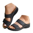 thumbnail image 4 of DAFEI Women's Thick Soled Leather One Strap Hollow Out Casual Open Back Solid Color Sandals, 4 of 8