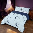 thumbnail image 3 of Homewish Moon Stars Print Queen Comforter Set for Kids Girls, Dreamy Blue Comforter Sets Queen, Navy Blue Reversible 3 Pieces, 1 Comforter and 2 Pillowcases, 3 of 6