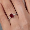 thumbnail image 4 of Gem Stone King 10K White Gold Red Garnet and White Diamond Engagement Ring for Women (2.08 Cttw, Emerald Cut 8X6MM, Gemstone January Birthstone, Available in Size 5, 6, 7, 8, 9), 4 of 6