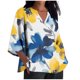 thumbnail image 2 of Xuyuer Women's 3/4 Length Sleeve Tops V Neck Casual Vacation Loose Fit S-5XL Ruffle Cuffs Shirts Dressy Flowy Tunic Tops Hawaiian Shirts Summer Floral Printed Shirt Casual Soft Tunic Tops, 2 of 5
