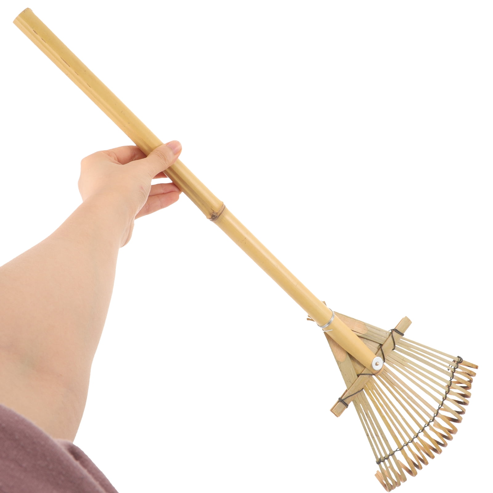 Tineasur Hand Rake Gardening Tool Yard Rake Wood Handle Beige Color 1 Piece