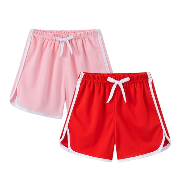 Otqutp Toddler Boys Girls 2 Pack Running Shorts Kids Drawstring Active Bottoms Pants Cotton Workout Athletic Dance Shorts