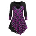 thumbnail image 1 of Camiseta a Cuadros Talla Extra Rosegal  Mangas largas de talla grande, 1 of 5