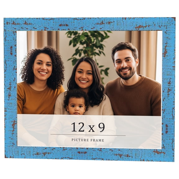 12x9 Frame Blue Solid Wood Picture Frame Width 1.125 Inches | Interior Frame Depth 0.5 Inches |