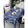 thumbnail image 6 of Vintage Wave Lines Table Cloth, Waterproof Tablecloth for Rectangle Tables, Classic Minimalist Striped Navy Blue Reusable Washable Fabric Table Cover for Restaurant Kitchen Dining Tables 60"x120", 6 of 9