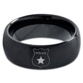 thumbnail image 2 of Tungsten Police Cop Authority Crest Badge Band Ring 8mm Men Women Comfort Fit Black Dome Brushed Polished, 2 of 4