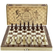 Amerous Jeu d'échecs, jeu d'échecs international pliable en bois de voyage standard de 12 "x 12" avec pièces fabriquées magnétiques