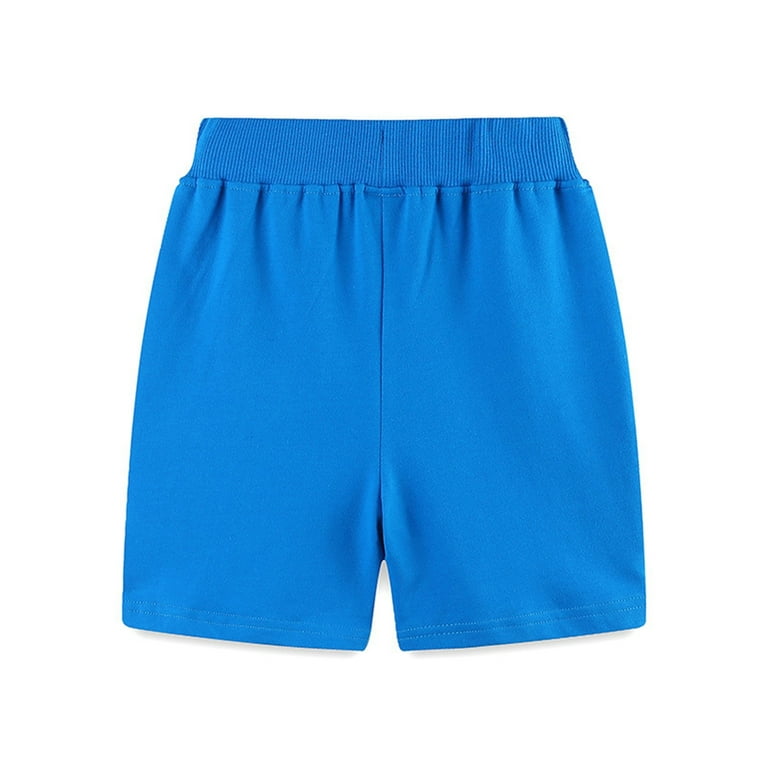 Kids Cotton Sweat Sport Shorts with Drawstring Soft Jersey Athletic Shorts for Boys and Girls Blue 7 Years