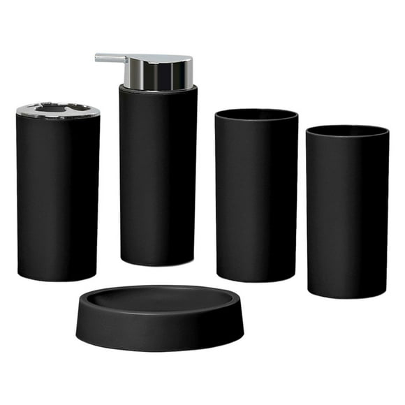 5Pcs Bathroom Accessories Set Home Decor Plastilearance Countertop Soap Dish black