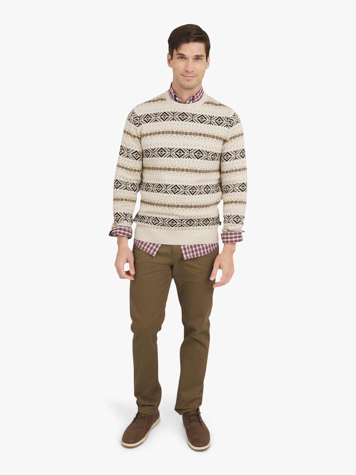 Chaps Men's & Big Men's Long Sleeve Fairisle Crewneck Sweater, Sizes S-3XL