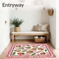 thumbnail image 3 of ODIKA 3'x5' Machine Washable Non-Slip Area Rug, Playful Gingerbread Village Scene with Peppermint Swirl Borders High Traffic Rug, Brown, 621767, 3 of 7