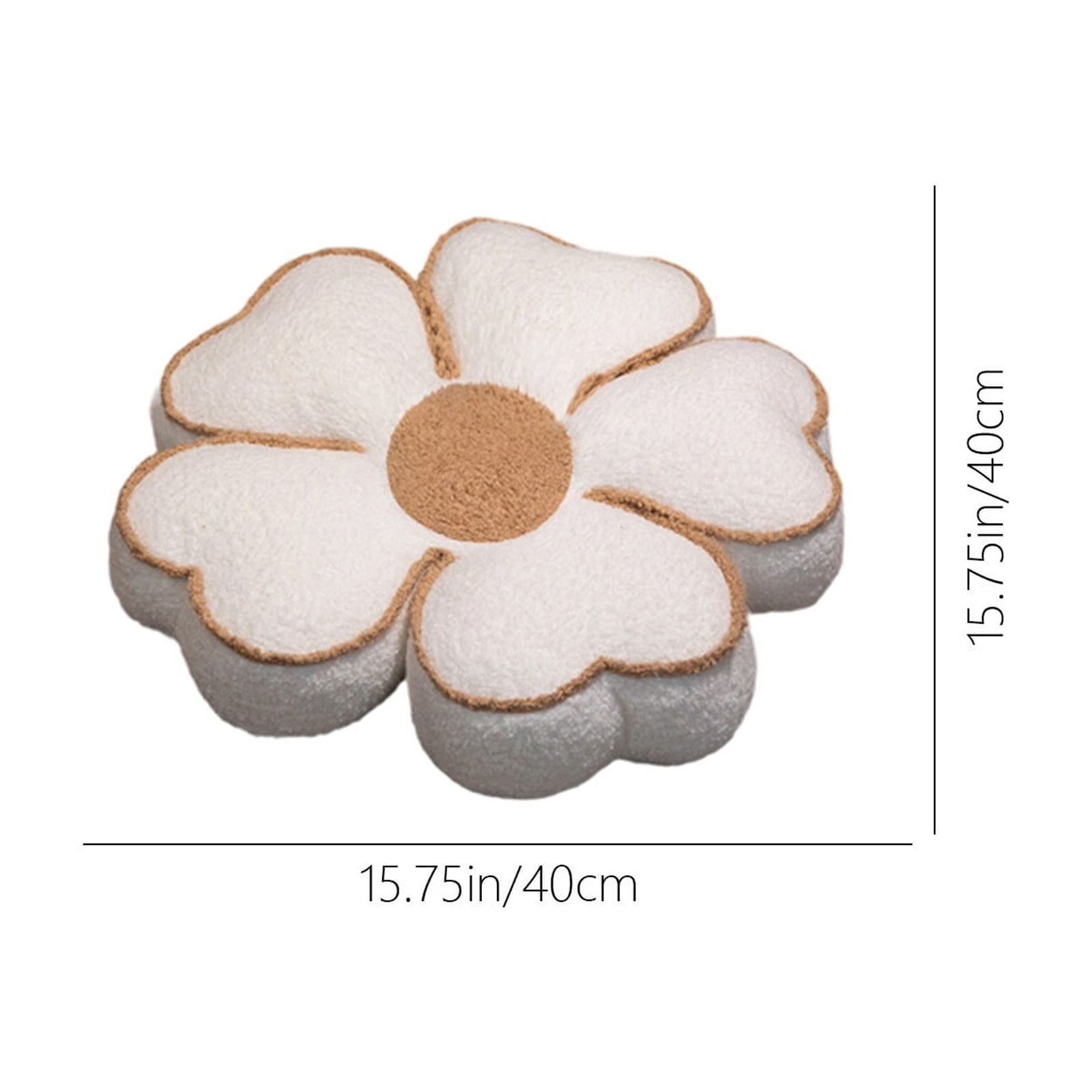 Flower Shaped Pillow Daisy Pillows Floor Cushion Pastel Cute Seat Cushions Aesthetic Classroom Dorm Decorative Fun Throw Pillow for Bed,Couch(White,15.7")
