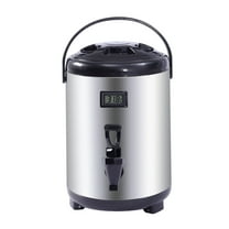 Insulated Beverage Dispenser with Spigot,2.1 gal Food Grade Stainless Steel Round Insulated Thermal Hot and Cold Beverage Coffee Dispenser Silver