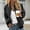 Black, variant on Women's Solid Color Bomber Jacket, Classic Zip Up Casual Coat with Pockets, Lightweight Ribbed Cuffs Long Sleeve Outerwear, 3 Colors S-XXL