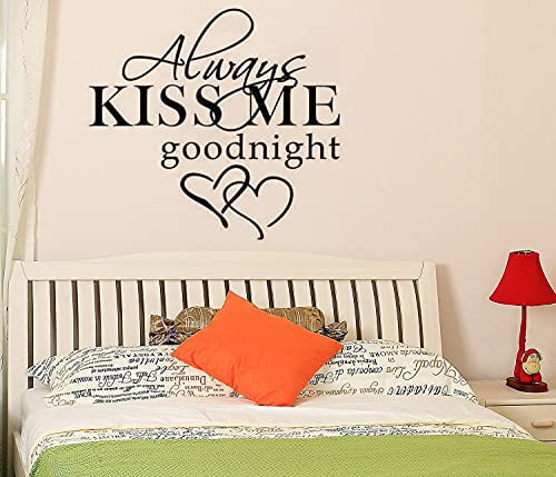 ALWAYS KISS ME GOODNIGHT LOVE Home Decor Quote Wall Stickers Bedroom Decal 