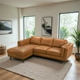 thumbnail image 3 of Augusta Mid Century Style Living Room Tan Genuine Leather Left Sectional Couch, 3 of 5