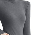 thumbnail image 3 of Sexlip Womens Mock Neck Blouse Long Sleeve Fitted Design Soft Fabric Slim Silhouette for Evening Occasions Gray S, 3 of 4