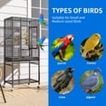 thumbnail image 2 of Dextrus 53" Metal Bird Cage with Rolling Stand and Castor Wheels, Large Bird Cages for Parakeets, Parrots, Cockatiels, Pigeons with 2 Free Bird Covers, 2 of 5