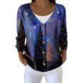 thumbnail image 5 of Women's Fashion Long Sleeve Christmas Snowman Snowflake Print Jacket Cardigan for Holiday Party and Casual Daily Wear,Purple,M, 5 of 6