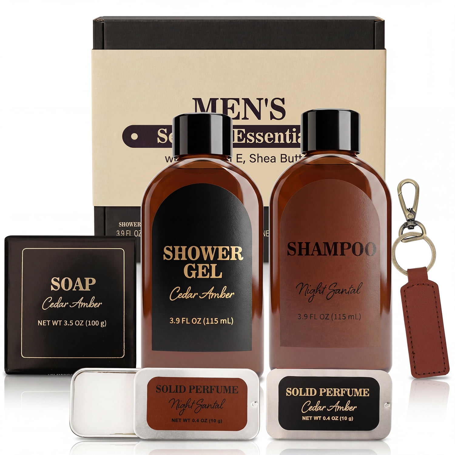 Gift Sets for Men Gifts Ideas, Body Self Care Spa Gift Baskets , Cedar Santal Scented Bath Set for Him Birthday