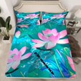 thumbnail image 2 of Castle Fairy Flying Dragonfly Girl Full Size Sheets 4-Piece,Nature Floral Lotus Breathable Bed Sheets,Chic Flowers Blossoms Lightweight Sheet Sets,Luxury Bedroom Decor, 2 of 7