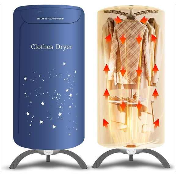 Portable Clothes Dryer Upgraded to Quickly Dry A Large Number of Clothes and Shoes. Travel Mini 900w Dryer Machine, Compact Portable Dryer for Family, Apartment, RV and Travel